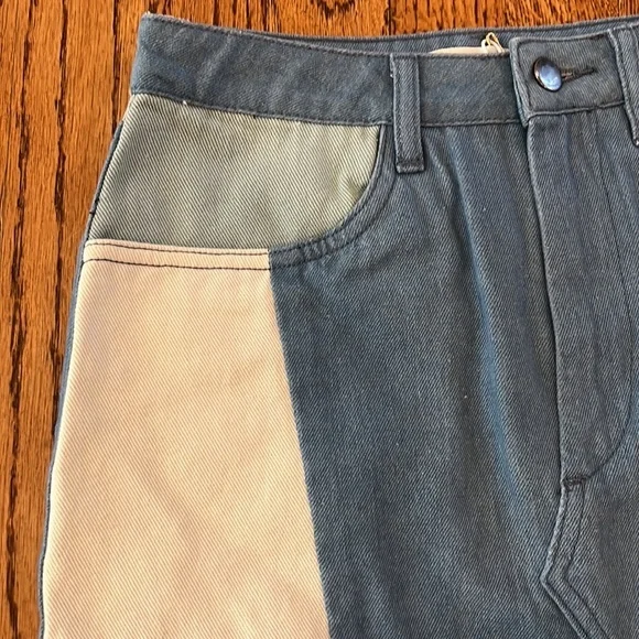 NWT COLORBLOCK MINI DENIM SKIRT - SIZE S